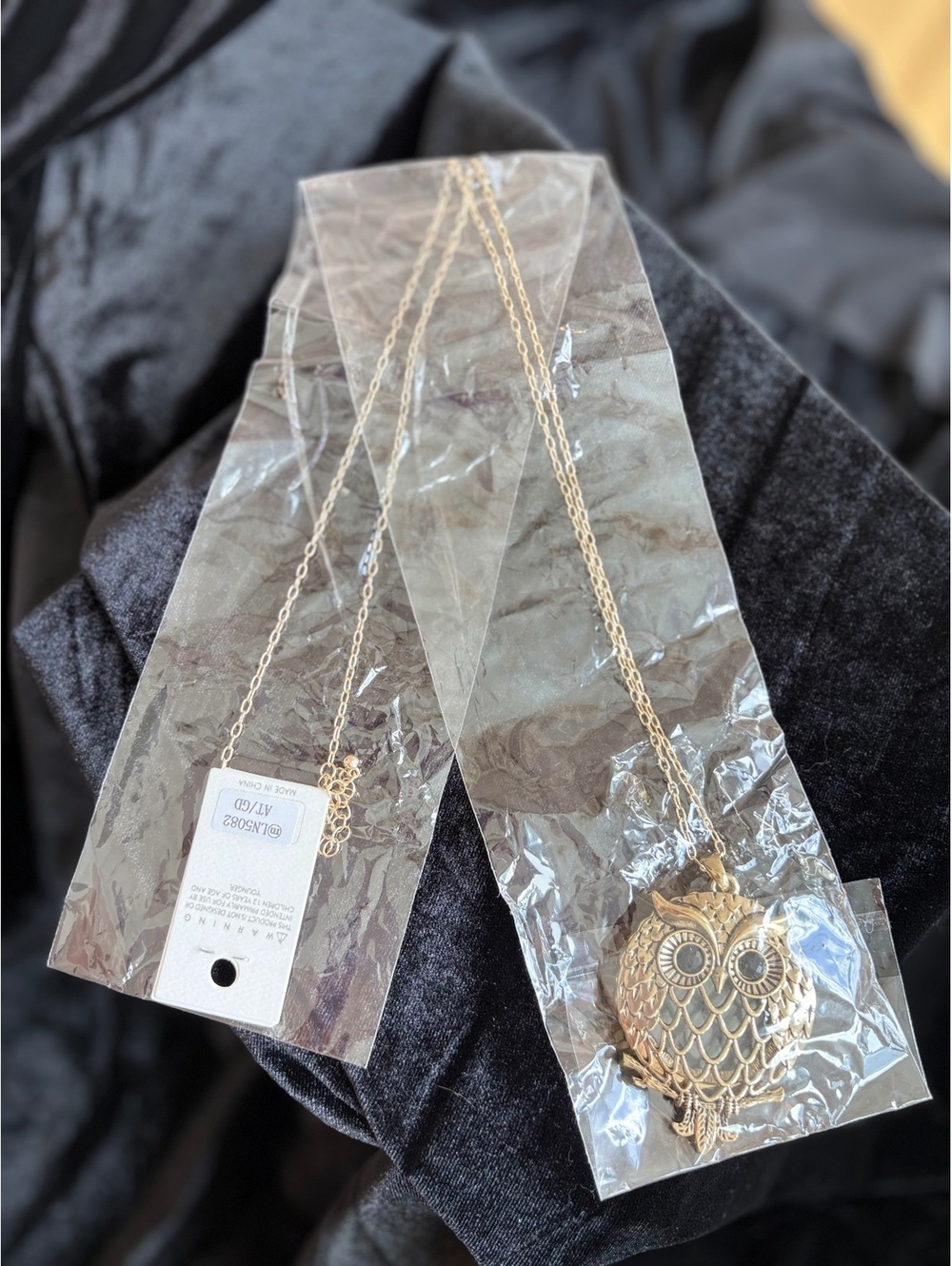 Redwood Gold Tone Owl Pendant Necklace, New with Tags